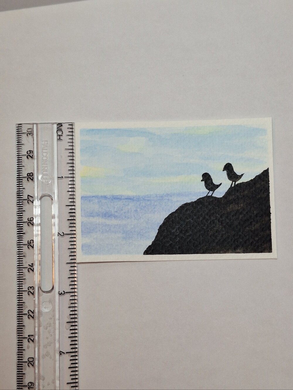 "Coastal Bliss" Hand-painted gouache painting (Tiny original artwork) - Picture 6 of 9